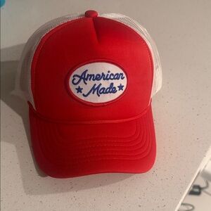 American Made Trucker Hat Red White Blue Mesh Snapback USA Patriotic Cap USA 4th